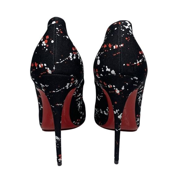 Christian Louboutin So Kate 120mm Pumps EU 38 US 8 Toile Splash Black High Heels - Picture 8 of 10